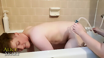 Bbw Slave'S Anal Douche Session In The Shower