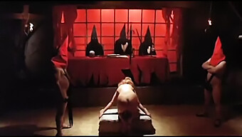 Vintage Blonde'S Sacrificial Performance In Classic Satanic Ritual