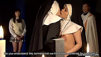 Two Religious Women Engage In Scissoring, Stimulating Each Other'S Genitals In A Realistic And Explicit Encounter.